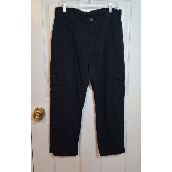 Old Navy Dark Blue Cargo Capri Pants Outdoor Baggy Wide Leg Elastic Waist Size M - Picture 1 of 13